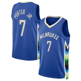 Milwaukee Bucks Men's Kevin Porter Jr. Royal Swingman 2022/23 City Edition Jersey