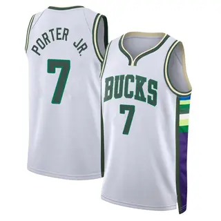Milwaukee Bucks Men's Kevin Porter Jr. White Swingman 2021/22 City Edition Jersey